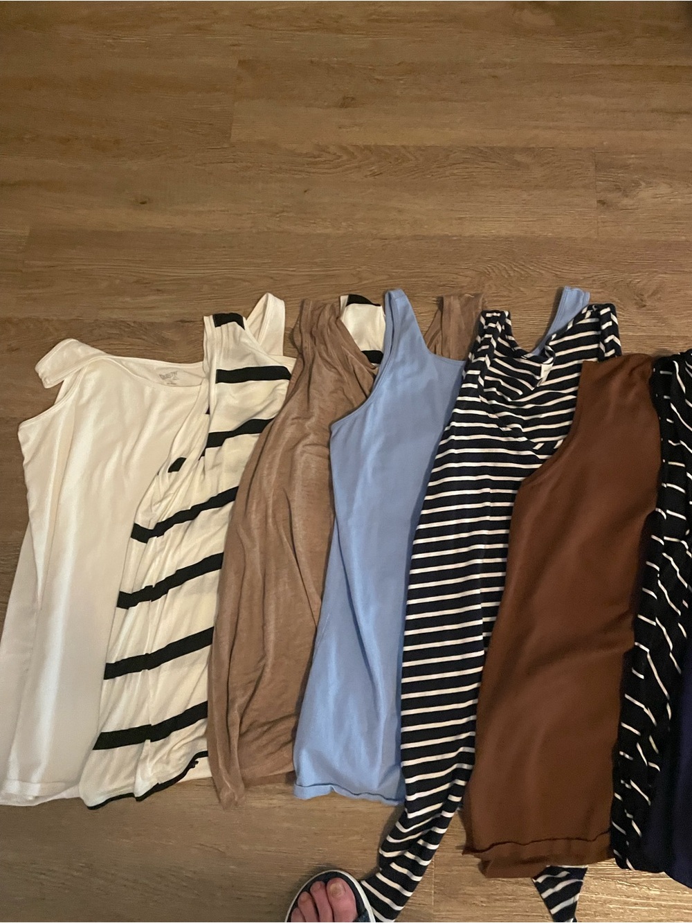 Women’s Sleeveless Tank Top - White, Black Stripe, Brown, Light Blue